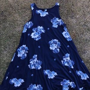 Navy Blur Floral Swing Dress